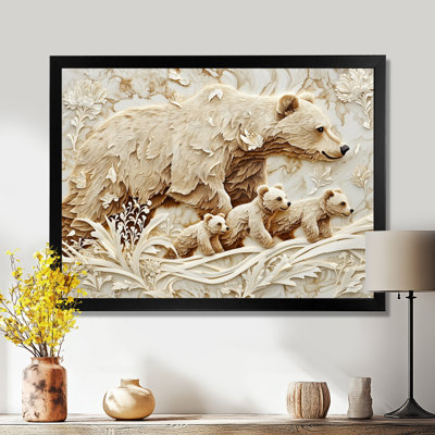«Mother Bear and Cubs II - Bear», reproduction sur toile