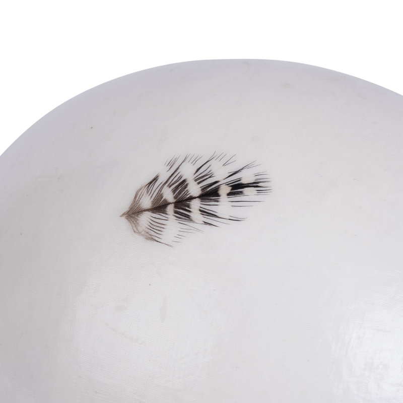 Painted Ostrich Egg Sculpture, White
