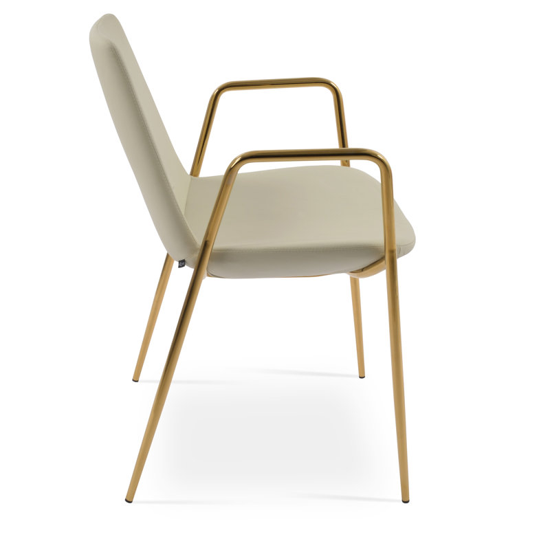 Chaise rembourrée Eiffel, Doré, Brun pâle