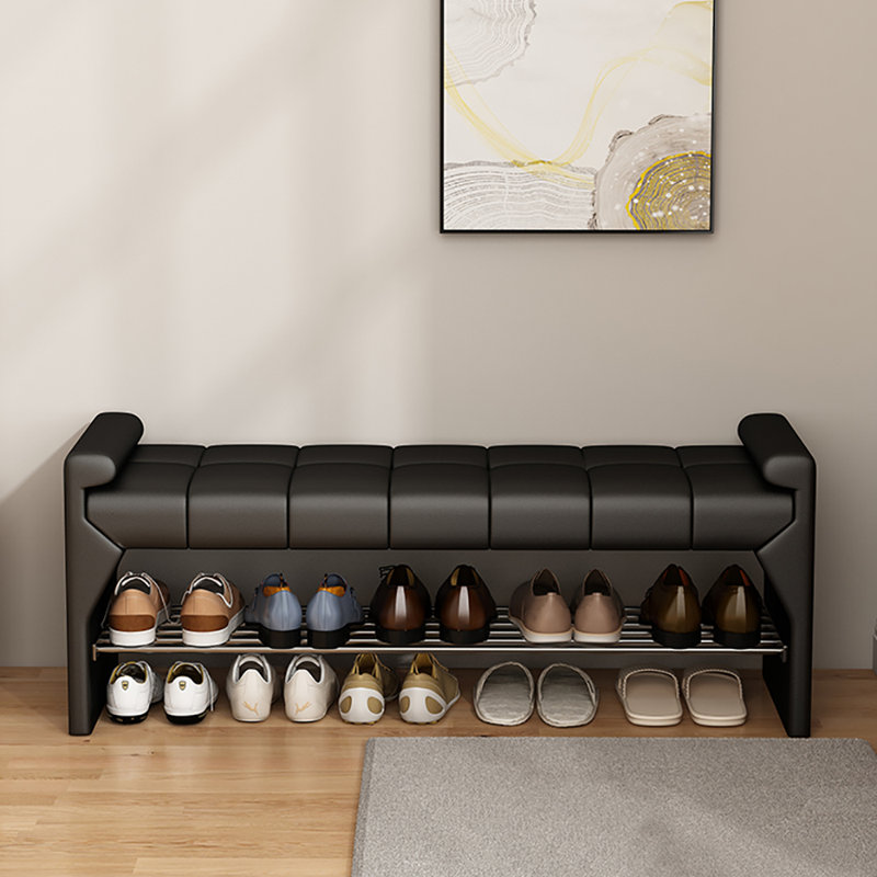 Tabouret avec rangement à chaussures 47,2 po, Noir, noir, noir, noir
