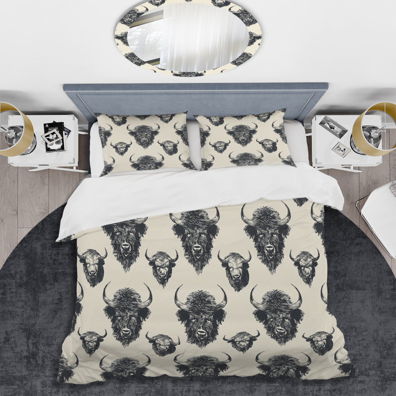 Ensemble de housse de couette ivoire crème Buffalo, Housse de couette très grand + 2 taies décorativ