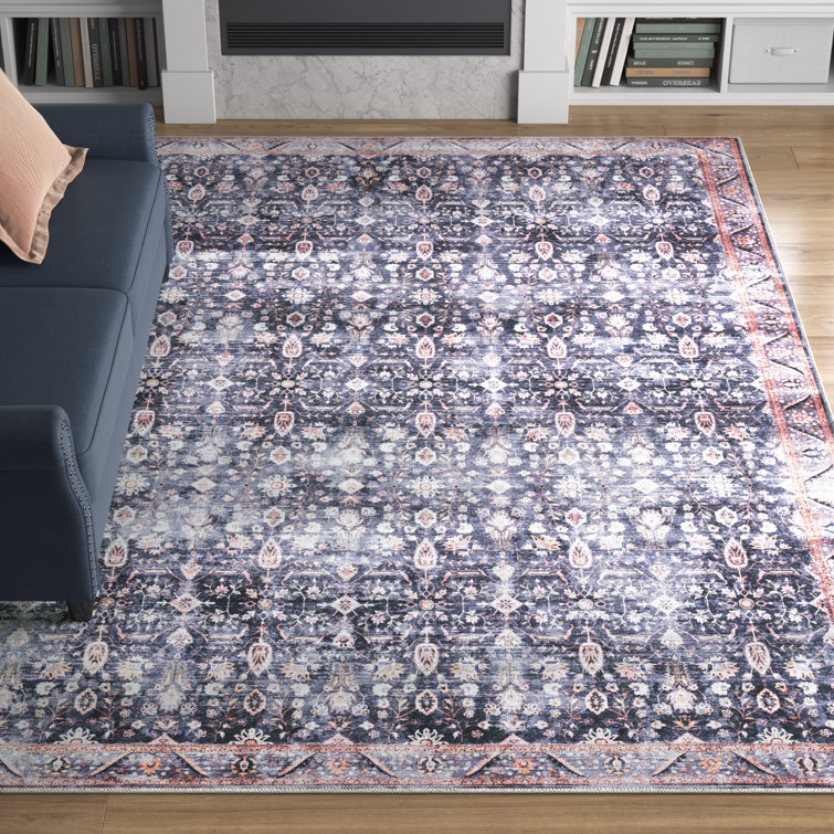 Fien Machine Washable Persian Navy Ivory Area Rug