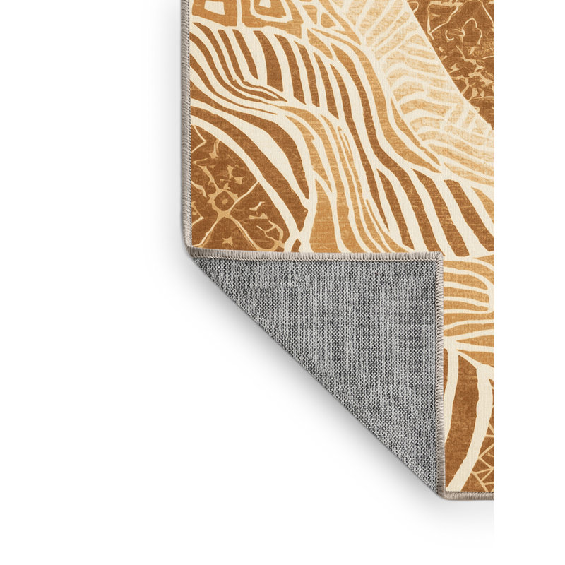 Tapis marocain d'inspiration mondiale Pegah lavable à la machine - reliure beige, 8 x 12