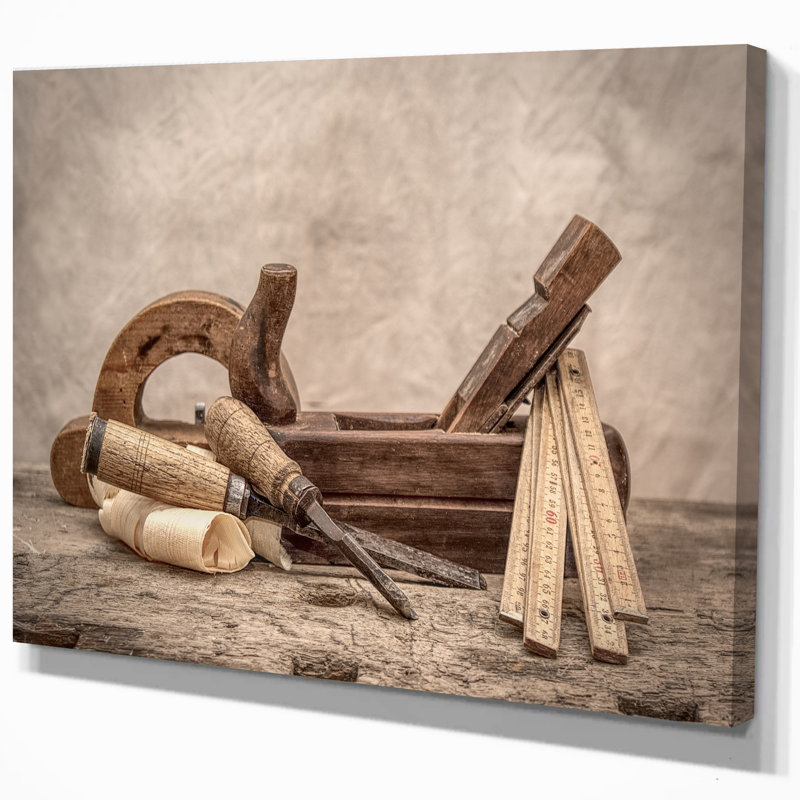 Ciseau à bois rétro, impression d’art graphique sur toile tendue, H 20 po x l 20 po x P 1 po
