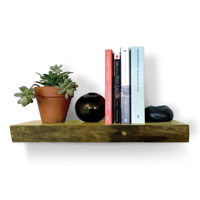 Nechemya 52In. Hard Wood Floating Shelf - Walnut, Natural, 1.63'' H x 36'' W x 9'' D