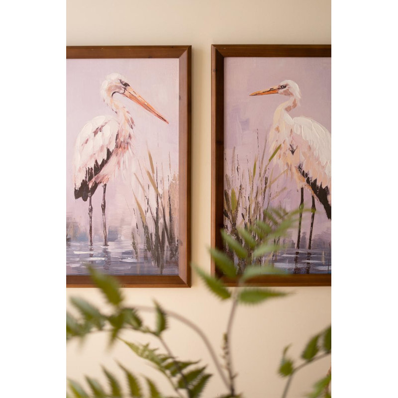 ENSEMBLE DE DEUX PEINTURES SUR PEINTURE À HÉRONS