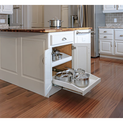 Slide-A-Shelf Made-To-Fit Slide-Out Shelf All White Finish - Full Extension Rails With Soft Closing Feature