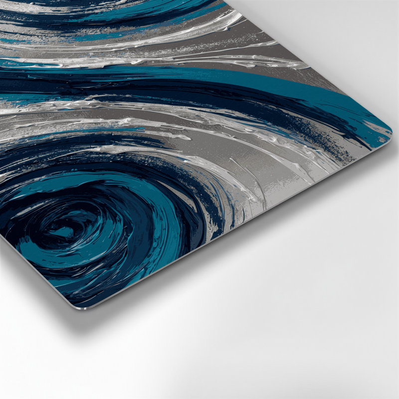 «Lyrical Abstraction 14», art mural en métal bleu, H 12 po x l 18 po