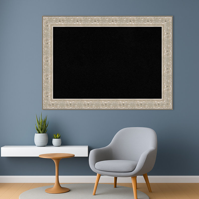 Tableau de luxe encadré crème argenté, tableau d'affichage en liège gris, tableau d'organisation, tableau d'affichage, Noir