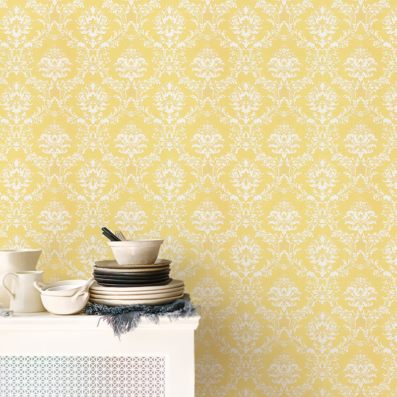 Positano 10m x 52.8cm Matte Wallpaper Roll, Yellow/Off White