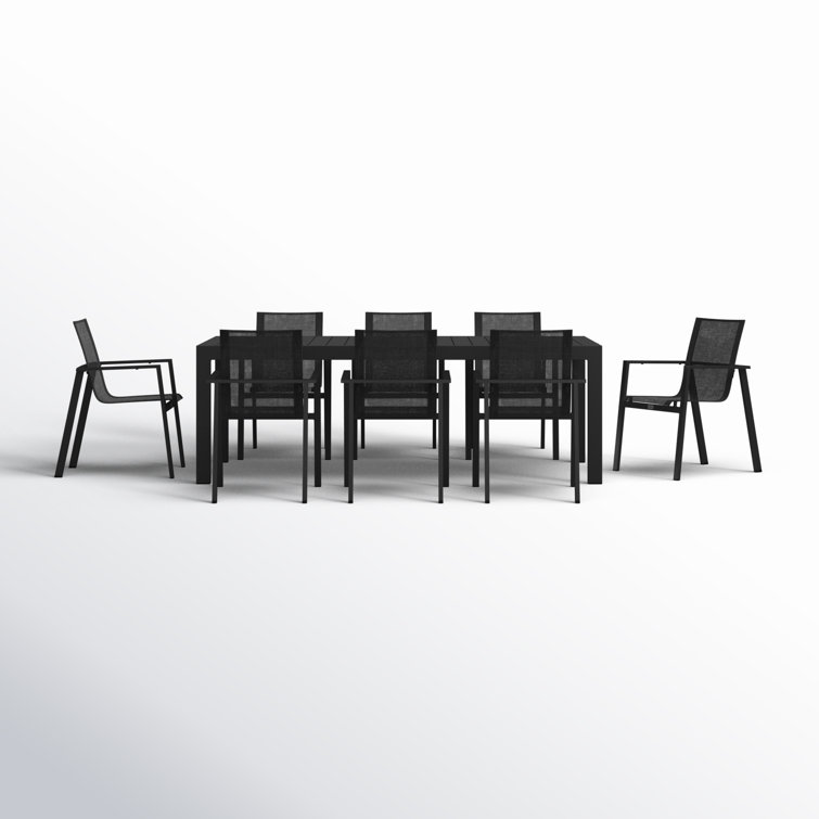 Benston 86.5'' Rectangular 8 - Person Outdoor Dining Set