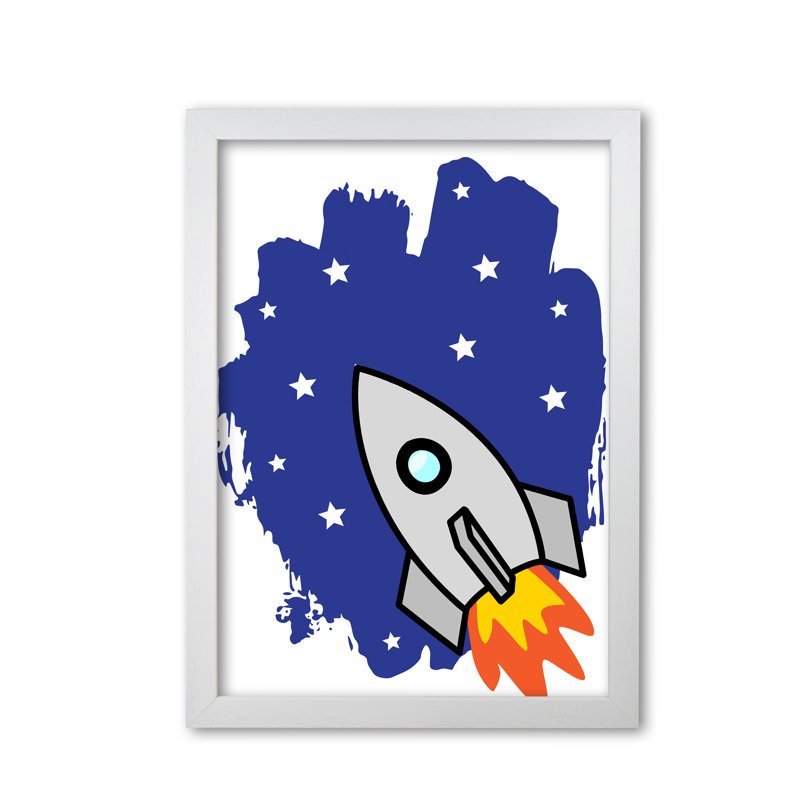 Space Rocket - Print, White Grain Frame, 85 cm H x 60 cm W x 5 cm D