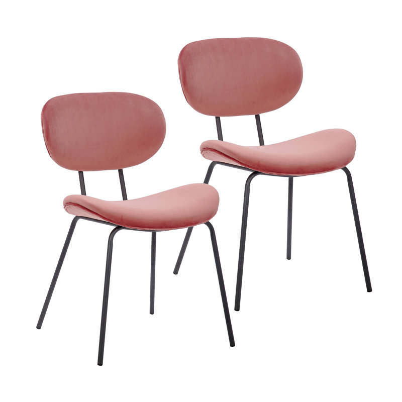 17.52'' H Velvet Upholstered Stacking Side Chair, Pink
