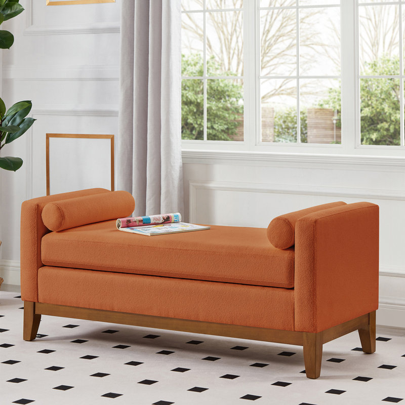 Grand repose-pieds rembourré en tissu avec coussins, Orange