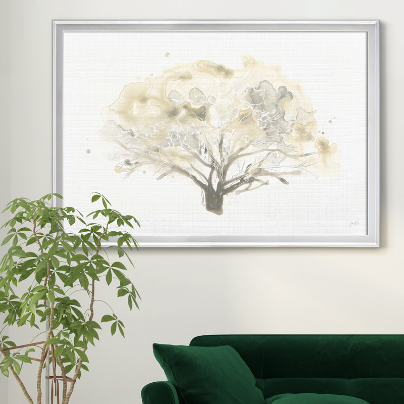Neutre Arbor II - reproduction d'art sur toile encadrée, H 26,5 po x l 36,5 po x P 1,5 po, Argent