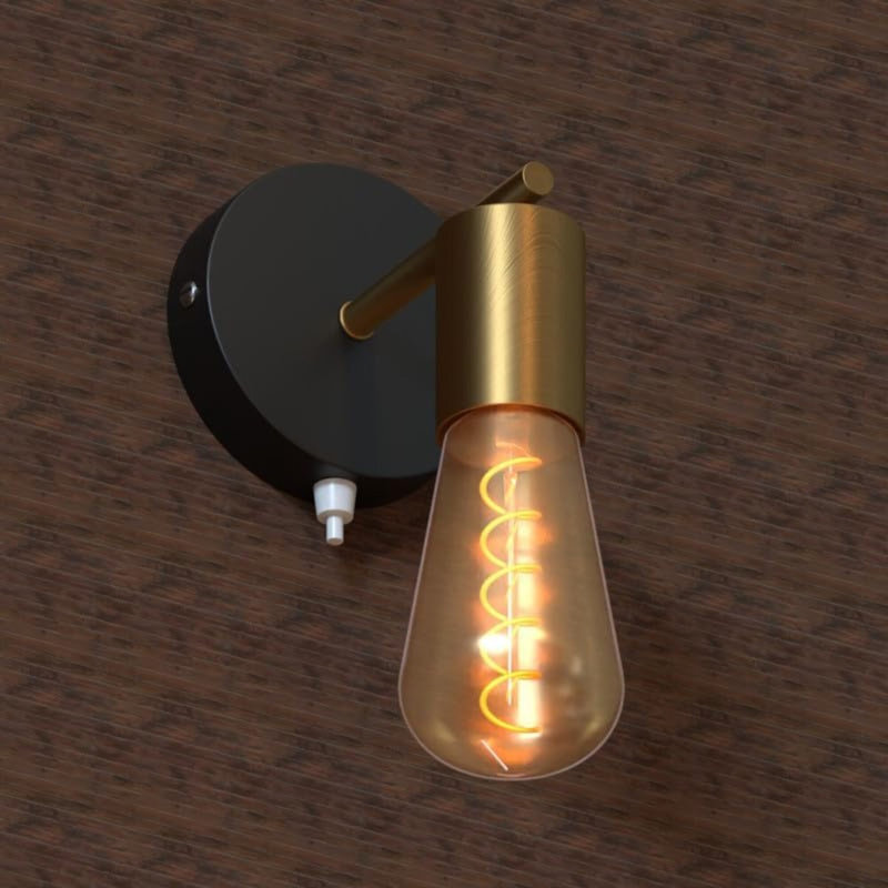 Single Metal Ceiling Rose With Push Button Vintage Industrial Light Cord Fitting, Black/Copper