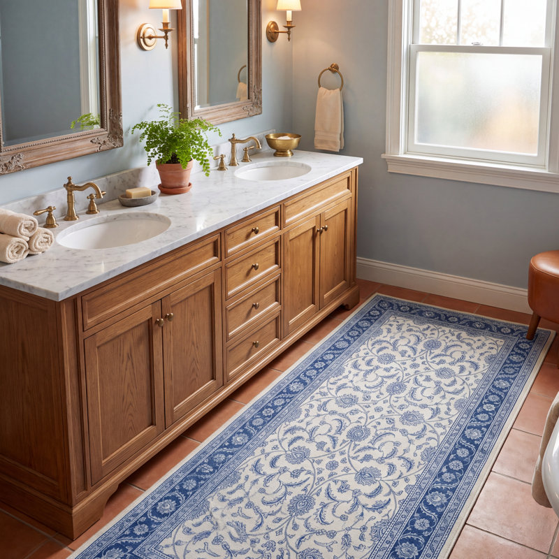 Tapis Dune2 traditionnel surteint uni bleu-gris-crème, lavable à la machine, antidérapant, à poils courts, pour l'intérieur et l'extérieur, adapté aux animaux domestiques, idéal pour le salon, la chambre, la salle à manger, l'entrée, le couloir ou le bureau.