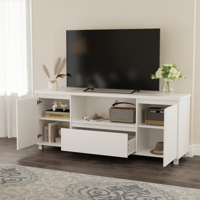TV Stand with Storage, Fluted Entertainment Center for 60/65/70 inch TV, Modern Media TV Console Cabinet