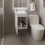 Meuble-lavabo large à une porte Saju, avec lavabo en résine et une tablette, rangement pour salle de bain, blanc-134285406
