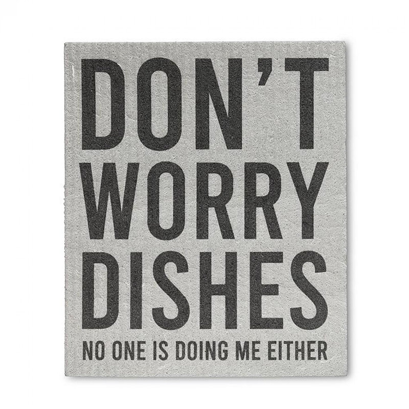 Set Of 2 Don'T Worry Dishes… Funny Text Dishcloth