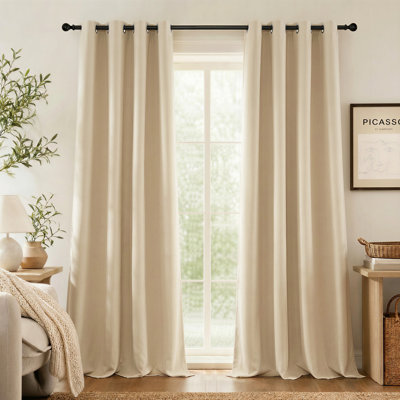 NICETOWN Bedroom Room Darkening Curtains Triple Weave Microfiber Grommet Top Thermal Insulated Solid Room Darkening Panels/Drapes for Living Room, 2 Panels.