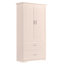 Armoire de rangement haute pour salle de bain, armoire avec deux portes et tiroirs, tablette réglable, panneau de fibres à densité moyenne, blanc