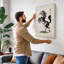 Rearing Horse in Ink Japandi 1 Piece Wrapped Canvas Wall Art-1015290142-1015290149