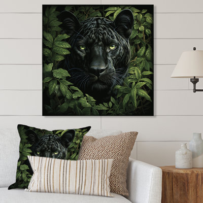 «Foliage Stake Panther» - art mural animalier en panthère