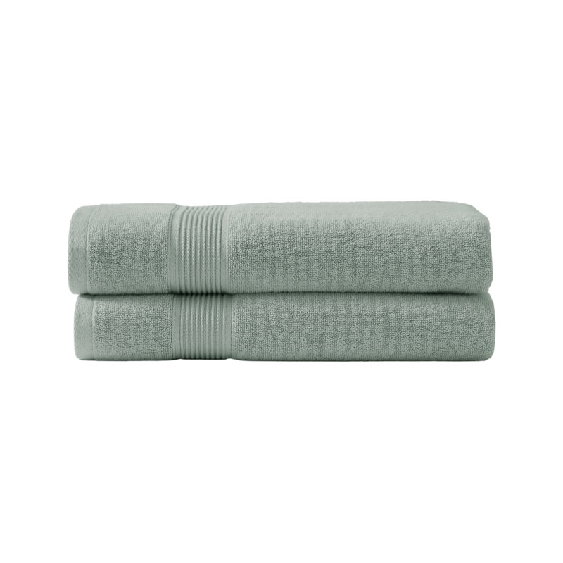 SÖMN Anti-Microbial Supima Cotton 2-Piece Bath Towel Set - Ultra-Soft, Heavyweight, Absorbent, Green