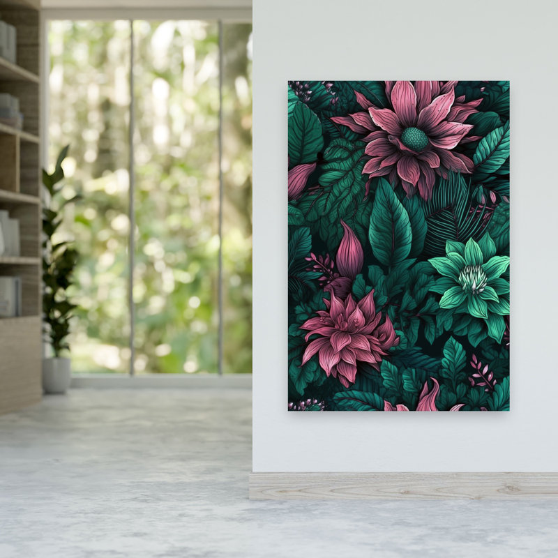 Nature Flowers And Leaves Watercolor Art Abstract Flower Nature Wall Art Print 1 Piece Wrapped Canvas Wall Art