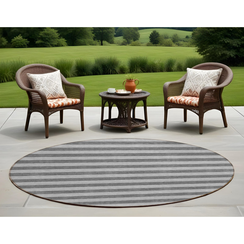 Tapis d'intérieur rond 8 po gris et blanc
