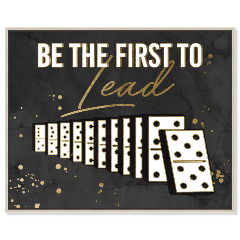 «Be The First To plomb», reproduction de citations sur toile par Notoriart, Cadre argenté, H 21 po x l 25 po