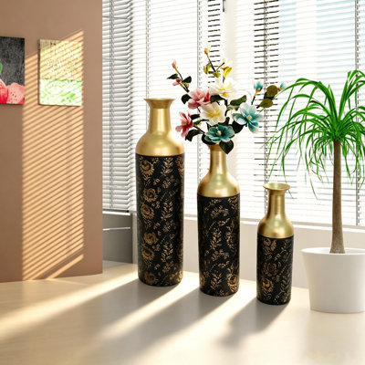 Decorative Metal Vases Set of 3