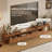 78.74" Asymmetrical Modern TV Stand for TVs up to 85", Tiered Walnut Media Console with 3 Drawers-1615086384