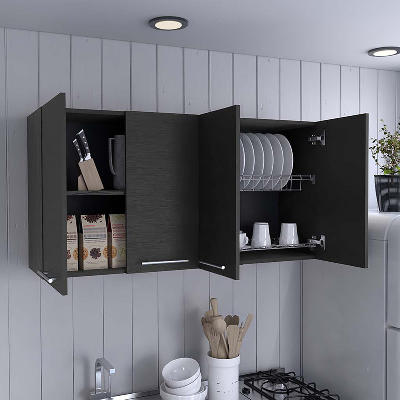 Sitka Wall Cabinet, Two Spacious Divisions, Four Doors, 23.6" H x 13.1" W x 47.2" D, White Wash