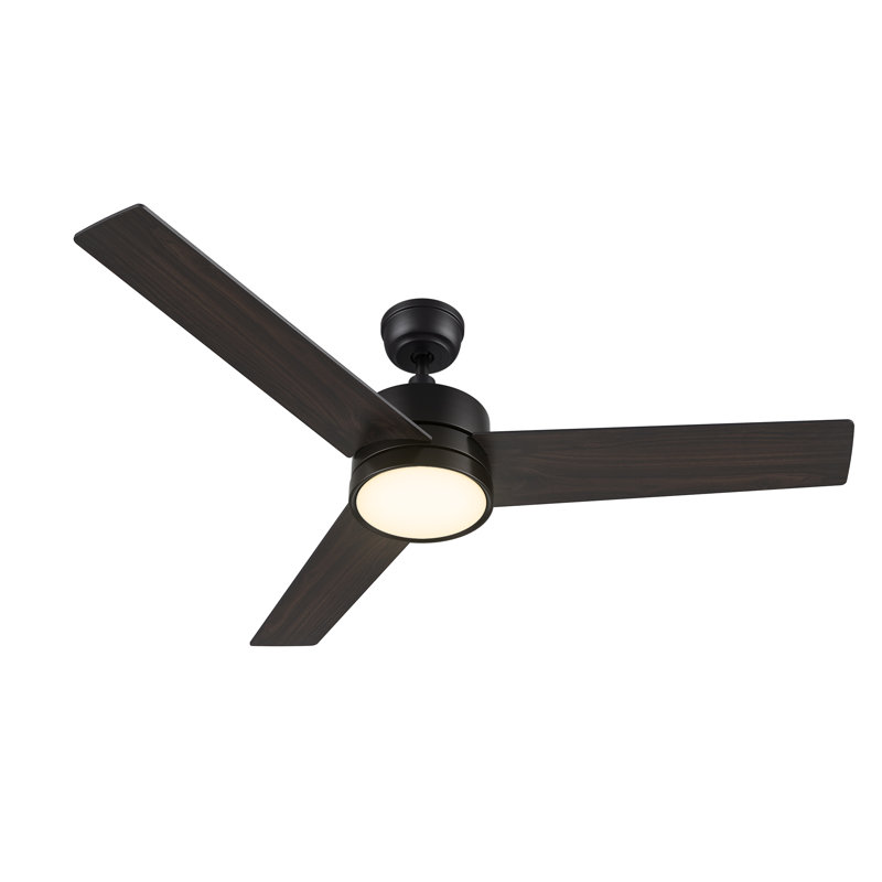52" Ceiling Fan with Light and Wall Control, Black, Walnut