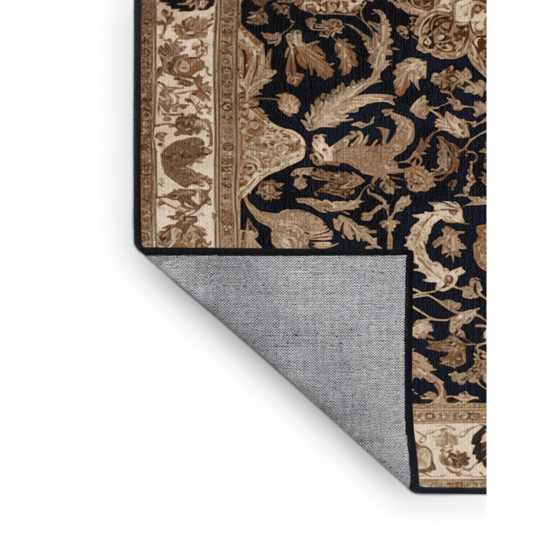 Tapis brun lavable à la machine, Rond 5 pi