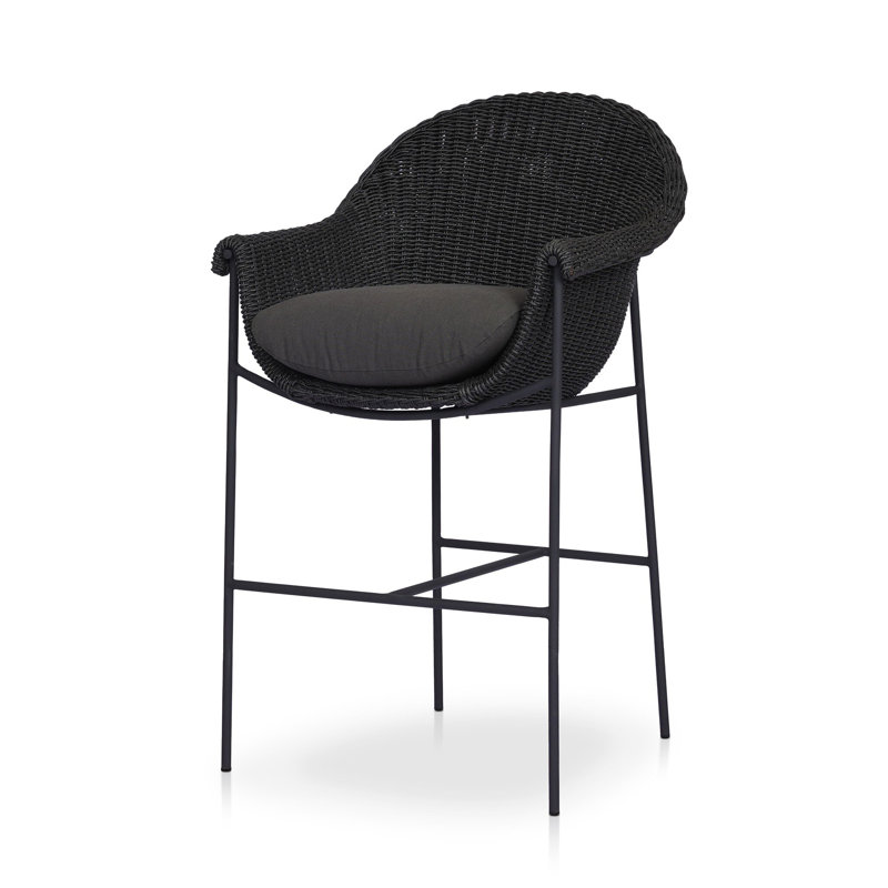 Suerte Outdoor Bar Stool, Black, Gray