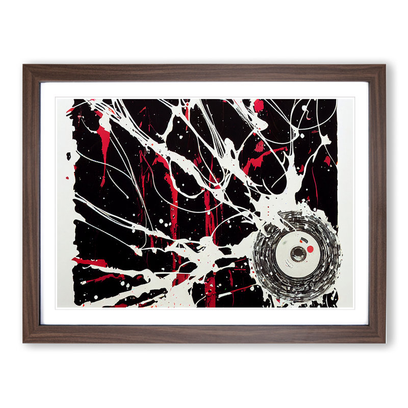 Dazzling Cassette Tape Art Abstract - Single Picture Frame Print, Walnut Framed, 46cm H x 64cm W x 2cm D