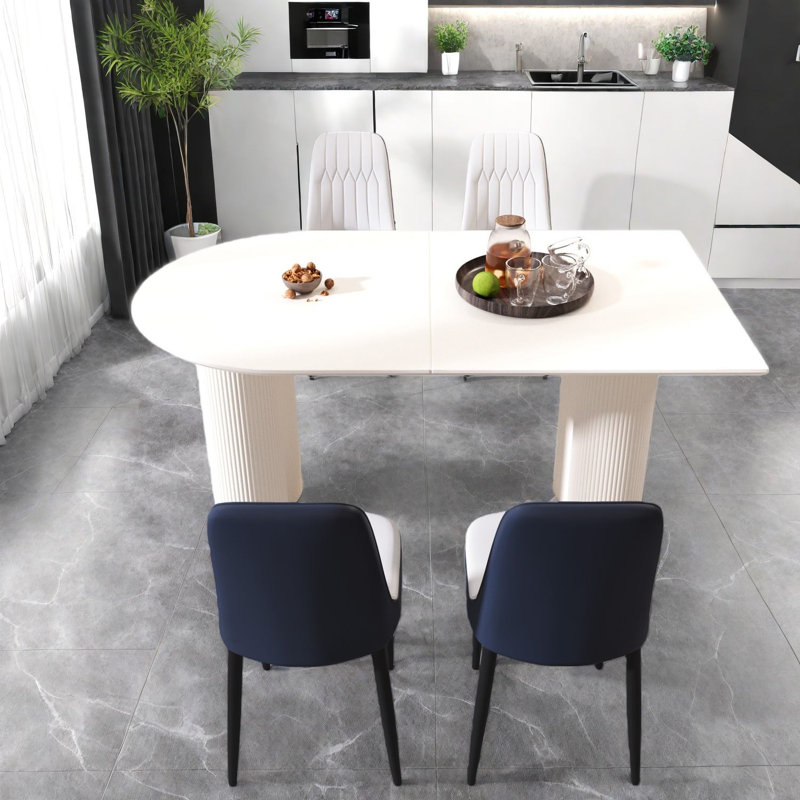 Ensemble de table de salle à manger moderne exquis crème avec chaises en MDF et en polyuréthane