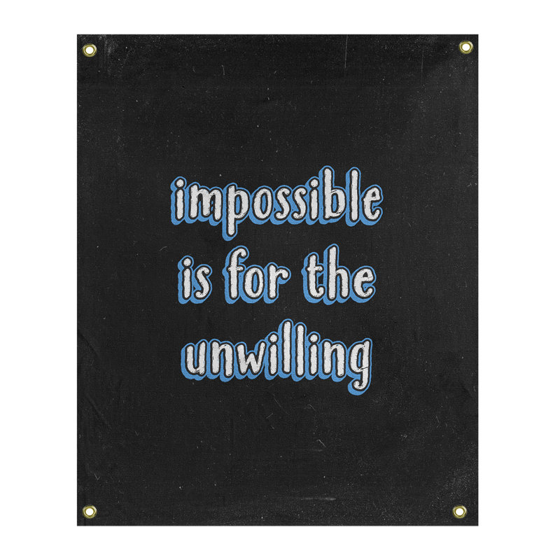 Tapisserie tableau noir quote not impossible quot, H 36 po x l 26 po, Bleu