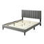 Lit double dans une boîte avec tissu gris de 58,5 po Largeur, profondeur de colis de 60 po Tête de lit tapissier en tissu