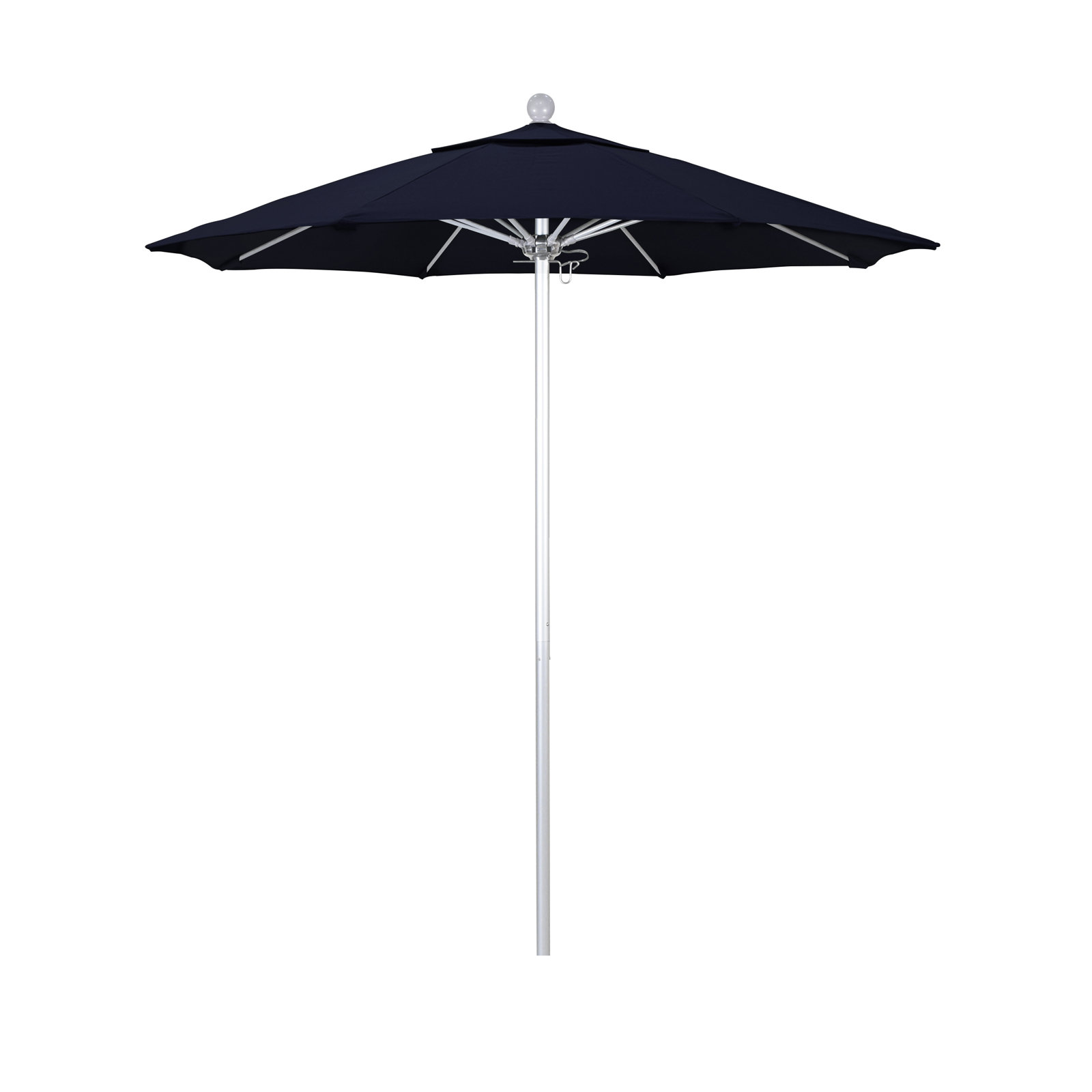 Hibo 7.5' Sunbrella® Umbrella, 90" W x 90" D, Silver Anodized, Navy Blue Pacifica