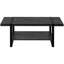 Table basse noire rectangulaire de L 48 po - pour le salon, style contemporain avec tablette fixe et pieds en métal, surface de rangement moderne en stratifié