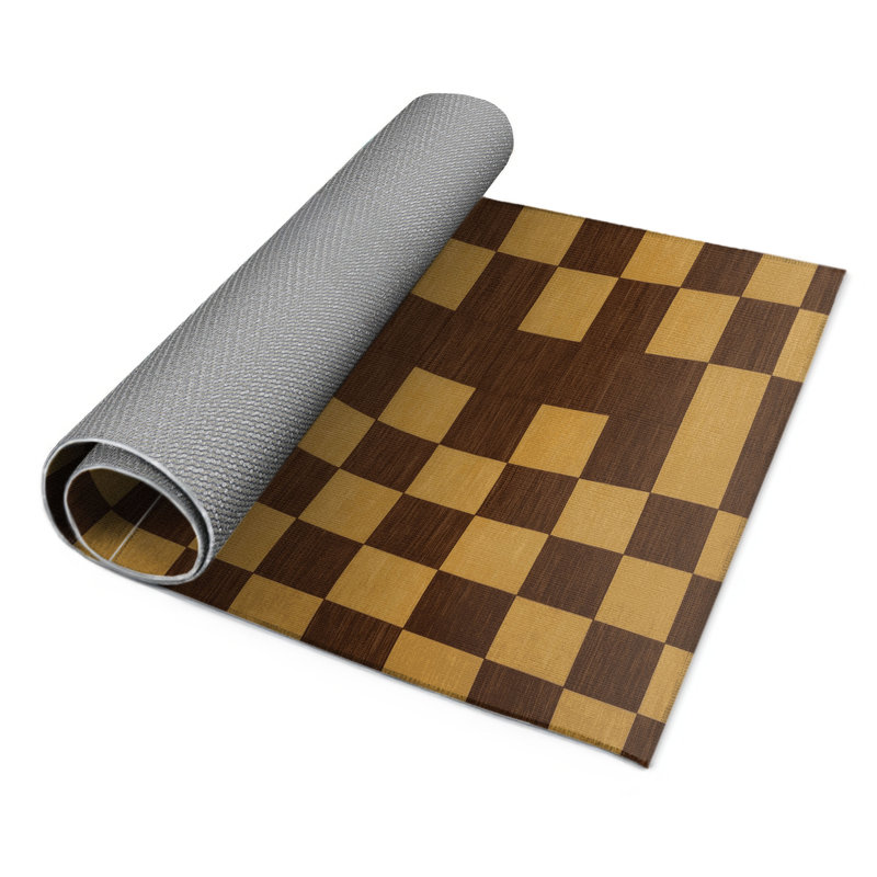Tapis d'intérieur et d'extérieur à carreaux brun, Rectangle 4pi x 6 pi