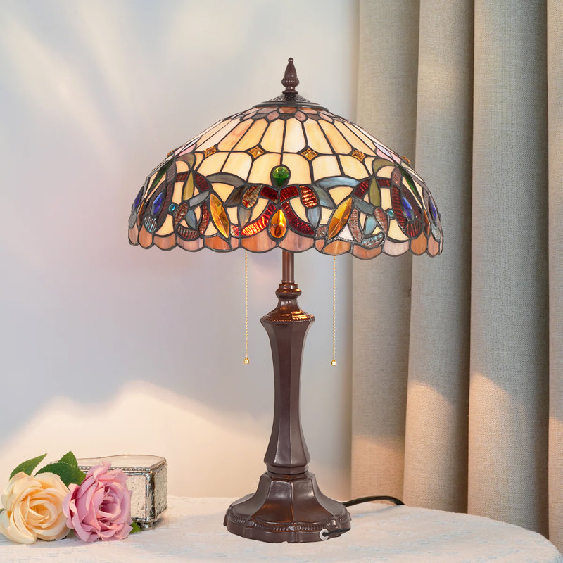 Lampe de table 22 po H Tiffany, base en résine et lampe de table en vitrail, lampe de bureau de style libellule