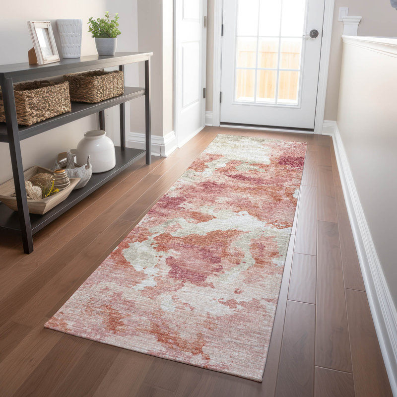 Premium Machine Washable Hintzen AMF67 Pink Rug, Runner 2'3" x 7'6"