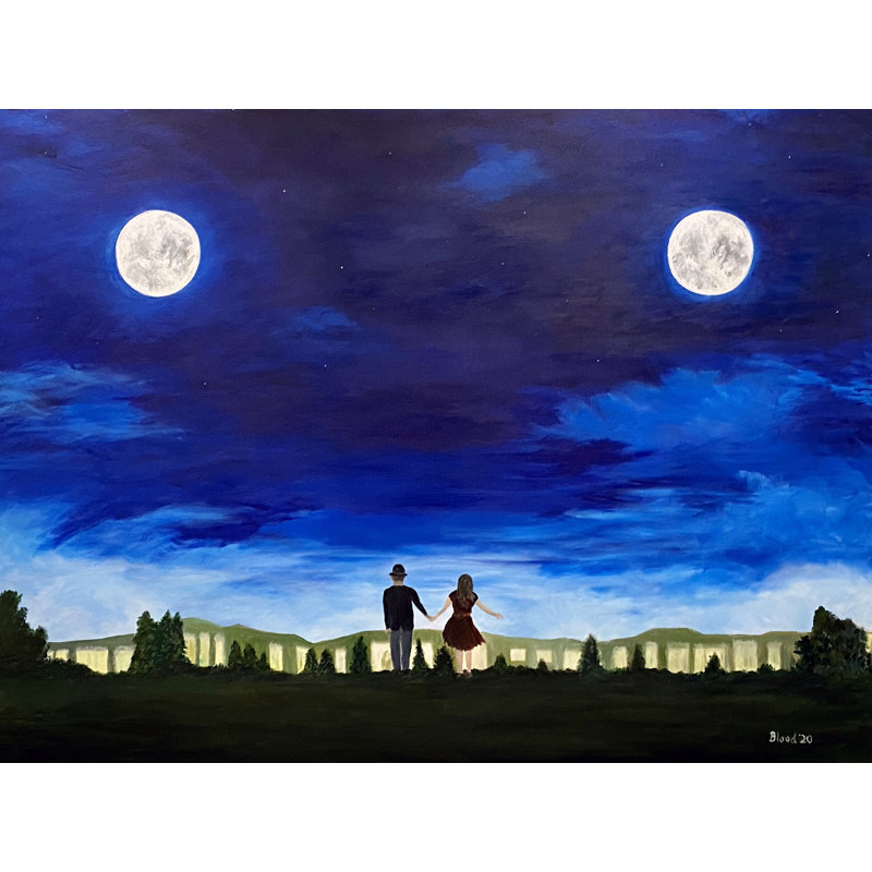 «Seeing Double» par Tom Blood - Peinture, Papier avec cadre noir, H 17,25 po x l 21,25 po