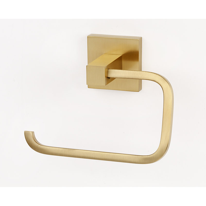 Contemporary I Single Post Wall Mount Toilet Paper Holder, Satin Brass