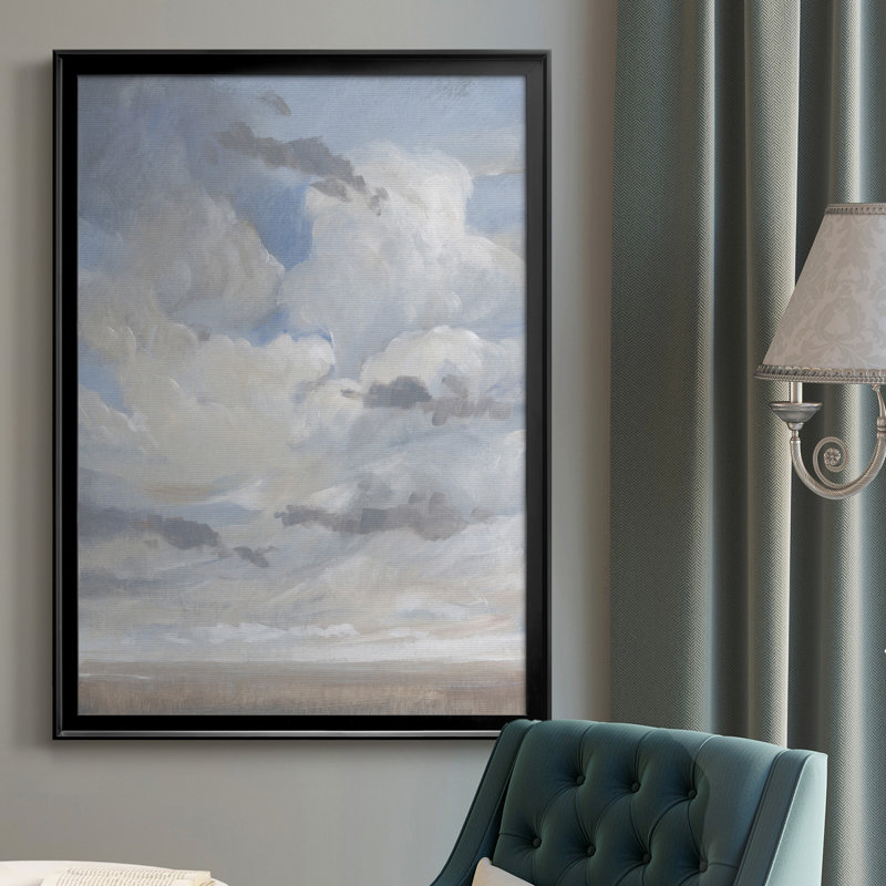 Bleu ciel I, toile encadrée de qualité supérieure - prête à être accrochée, H 30,5 po x l 22,5 po x P 1 po, Cadre noir